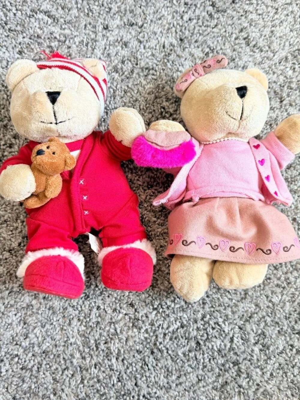 Starbucks 2007 Lot of 2 (Valentines, Bearista) Bear Plush Toy.